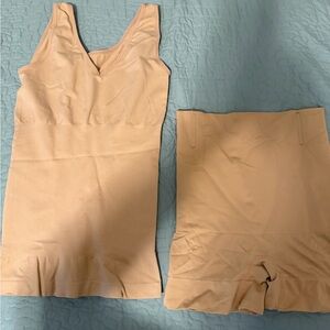 Seamless Nude Shaping Tank and High-Waist Shorts Set